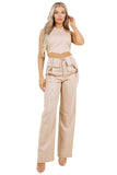 Halter Top and Straight-Leg Cargo Pants Set