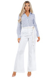 LINEN BELL BOTTOMS PANTS WITH ROPE BELT