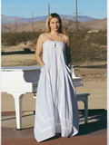 Striped Spaghetti Cross-Back Dress with Lace Detail and Front Pockets