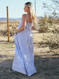 Striped Spaghetti Cross-Back Dress with Lace Detail and Front Pockets