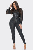 Black leggings with stylish lace-up front and practical zipper pockets