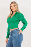 Vibrant Zip-Front Cropped Jacket in Bold Colors