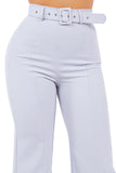 Women's High-Waisted Flared Pants with Belt