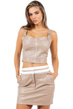 Women's Edge Faux Leather Crop Top
