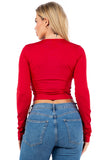 Lace-Up Long Sleeve Crop Top