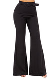 Women's High-Waisted Flared Pants with Belt