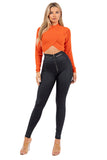 Black Stretch Leggings with Front Zipper