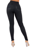 Women's Stretch Pleather Color Block Leggings with Front Zipper and Back Pockets