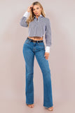Long Sleeve Blouse with Contrasting Cuff and Collar