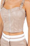 Women's Edge Faux Leather Crop Top