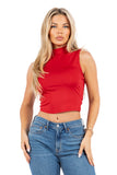 Chic Sleeveless Crop Top with Dazzling Back Fringe Detail