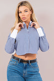 Long Sleeve Blouse with Contrasting Cuff and Collar