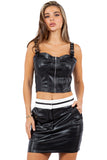 Women's Edge Faux Leather Crop Top