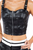 Women's Edge Faux Leather Crop Top