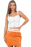 Women's Edge Faux Leather Crop Top