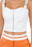 Women's Edge Faux Leather Crop Top