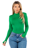 Mock Neck Open Back Bodysuit with Shoulder Pads