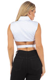 Button-Down Sleeveless Top with Belt