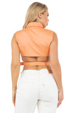 Button-Down Sleeveless Top with Belt