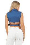 Button-Down Sleeveless Top with Belt