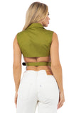 Button-Down Sleeveless Top with Belt